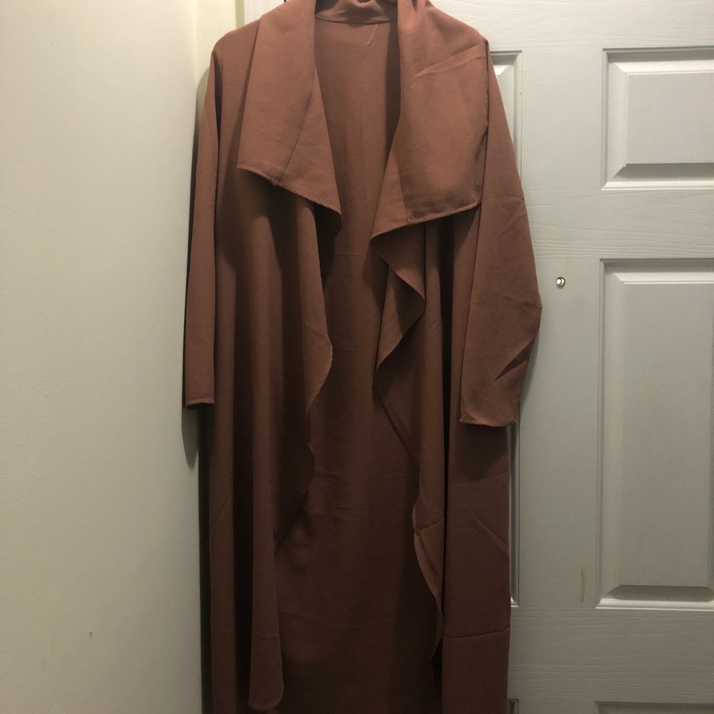 Lite coffee colored waterfall duster